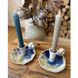 Ceramic candlestick with a light handle with a blue-yellow center 17916-yekeramika photo 1