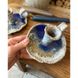 Ceramic candlestick with a light handle with a blue-yellow center 17916-yekeramika photo 5