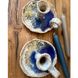 Ceramic candlestick with a light handle with a blue-yellow center 17916-yekeramika photo 2