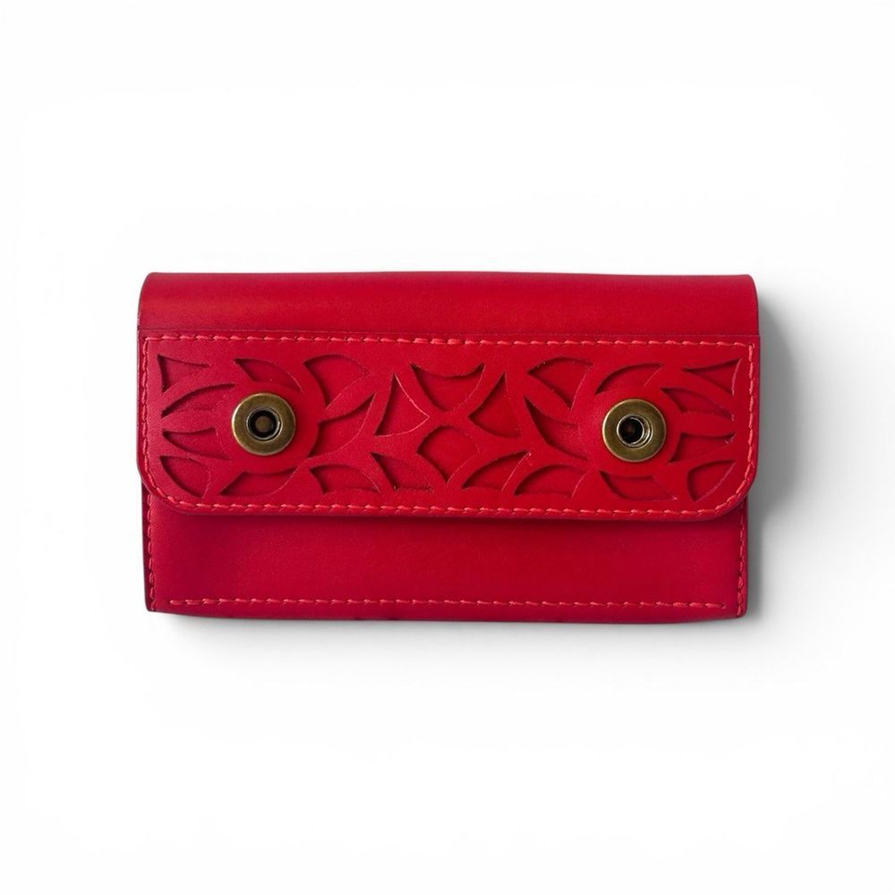 Leather wallet with buttons with carving red SL leather 23958-sl-leather photo