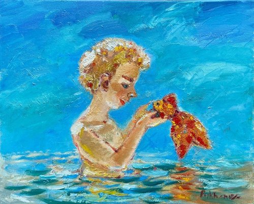 Картина «Рибка», Лариса Пуханова, полотно, олія, 40х50, 2022 10864-PuhaL фото