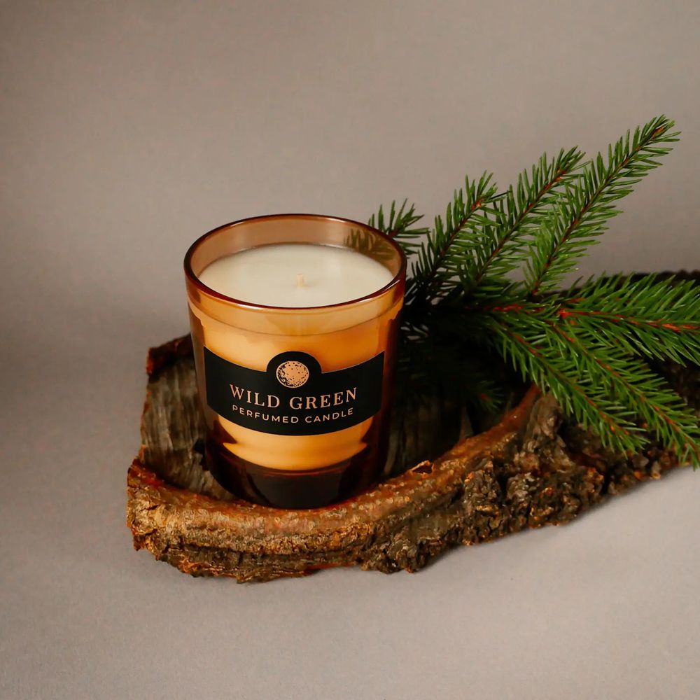 Scented candle "Wild Green" in an orange glass by Herbalcraft Herbalcraft 14292-herbalcraft photo