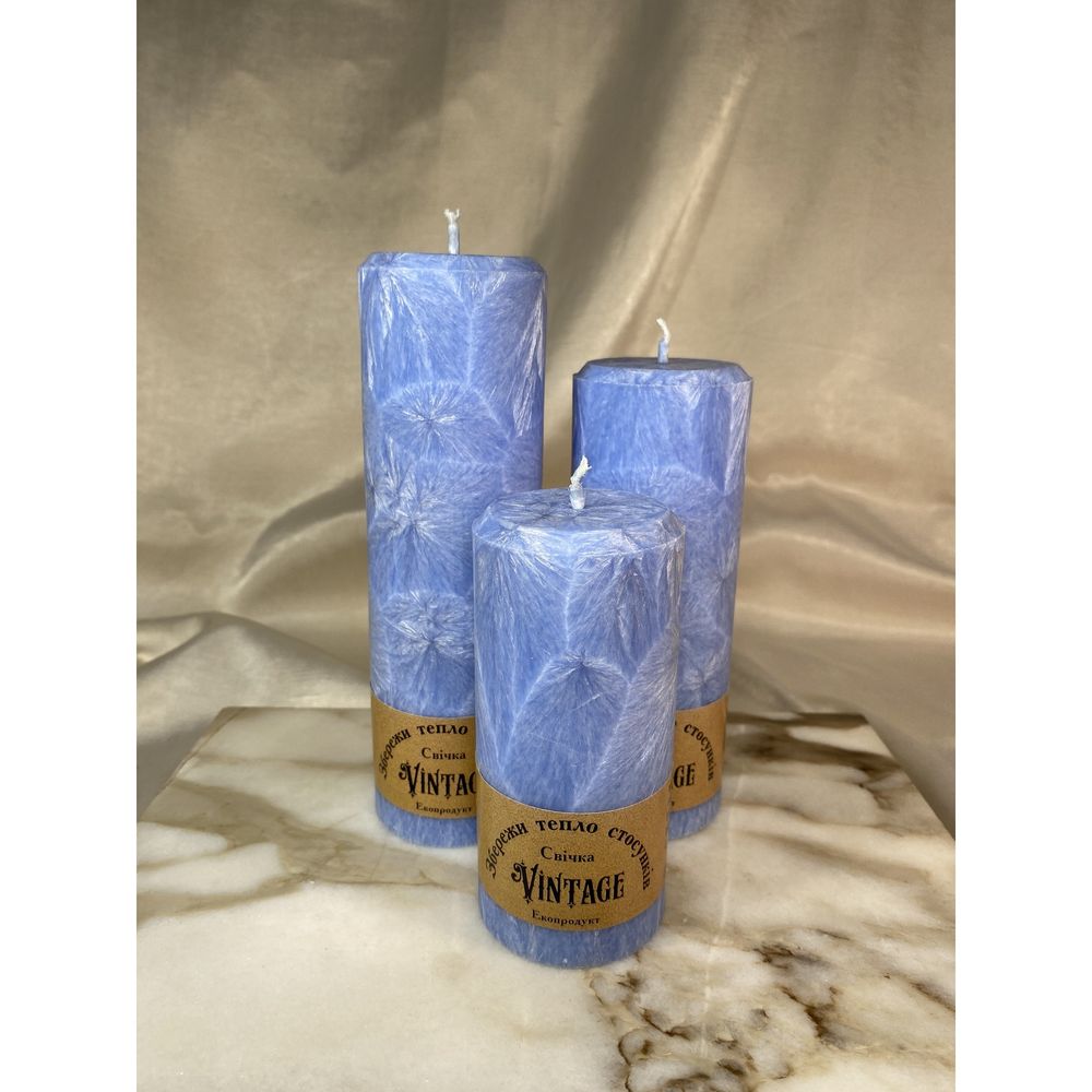 Decorative candles, color «Aquamarine», size 6,6x20 cm Vintage 17307-aquamarine-vintage photo