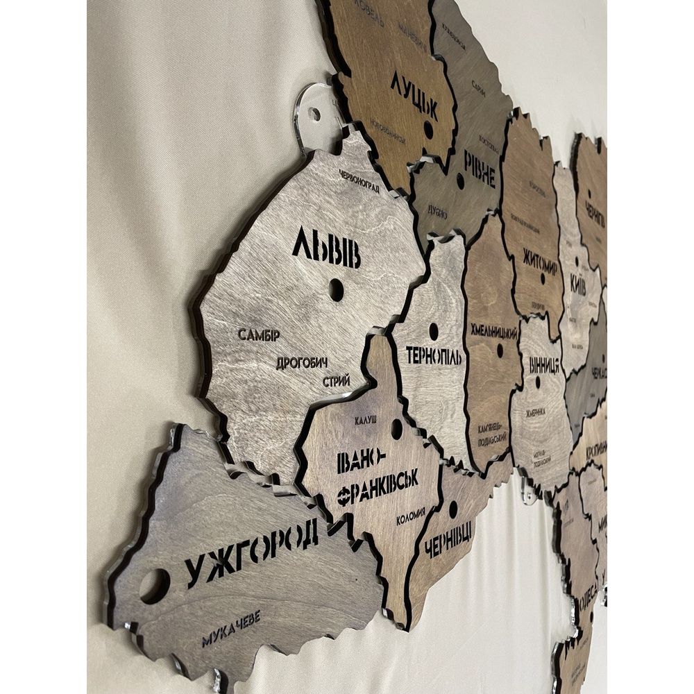 Wooden map of the world on the wall 10073-palette7-90x60-factura photo