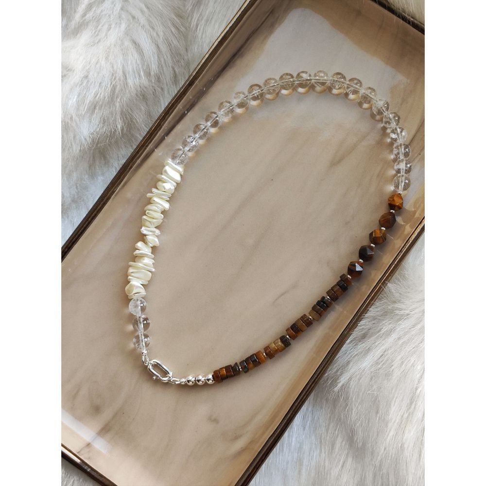 Tiger eye and mother of pearl necklace 20660-free-clasp-d-jewelry photo