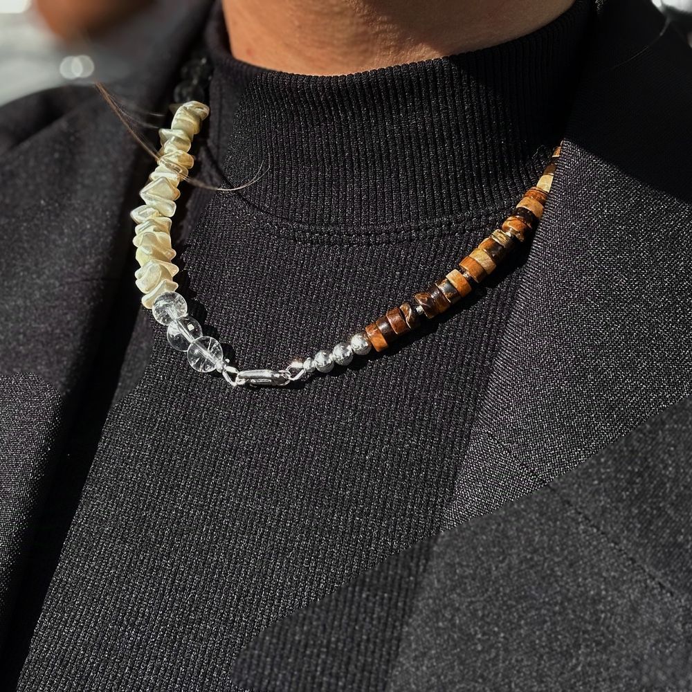 Tiger eye and mother of pearl necklace 20660-free-clasp-d-jewelry photo