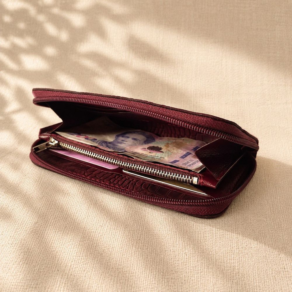 Genuine Italian leather wallet Croc burgundy SL leather 23960-sl-leather photo