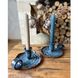Ceramic candlestick with denim-blue handle with floral ornament 17919-yekeramika photo 1