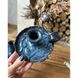 Ceramic candlestick with denim-blue handle with floral ornament 17919-yekeramika photo 2