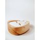 Soy aroma candle in a wooden pot in the shape of a triangle with rounded corners with natural stones PRO.ECO 17451-proeco photo 1