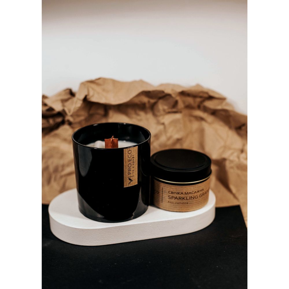 Ароматизована соєва свічка в склянці з карбону декорована з гірським кришталем PRO.ECO 17452-proeco фото