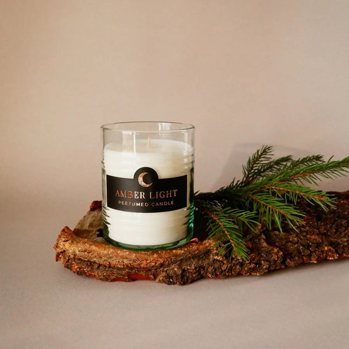 Scented candle "Amber Light" in a clear glass by Herbalcraft Herbalcraft 14294-herbalcraft photo