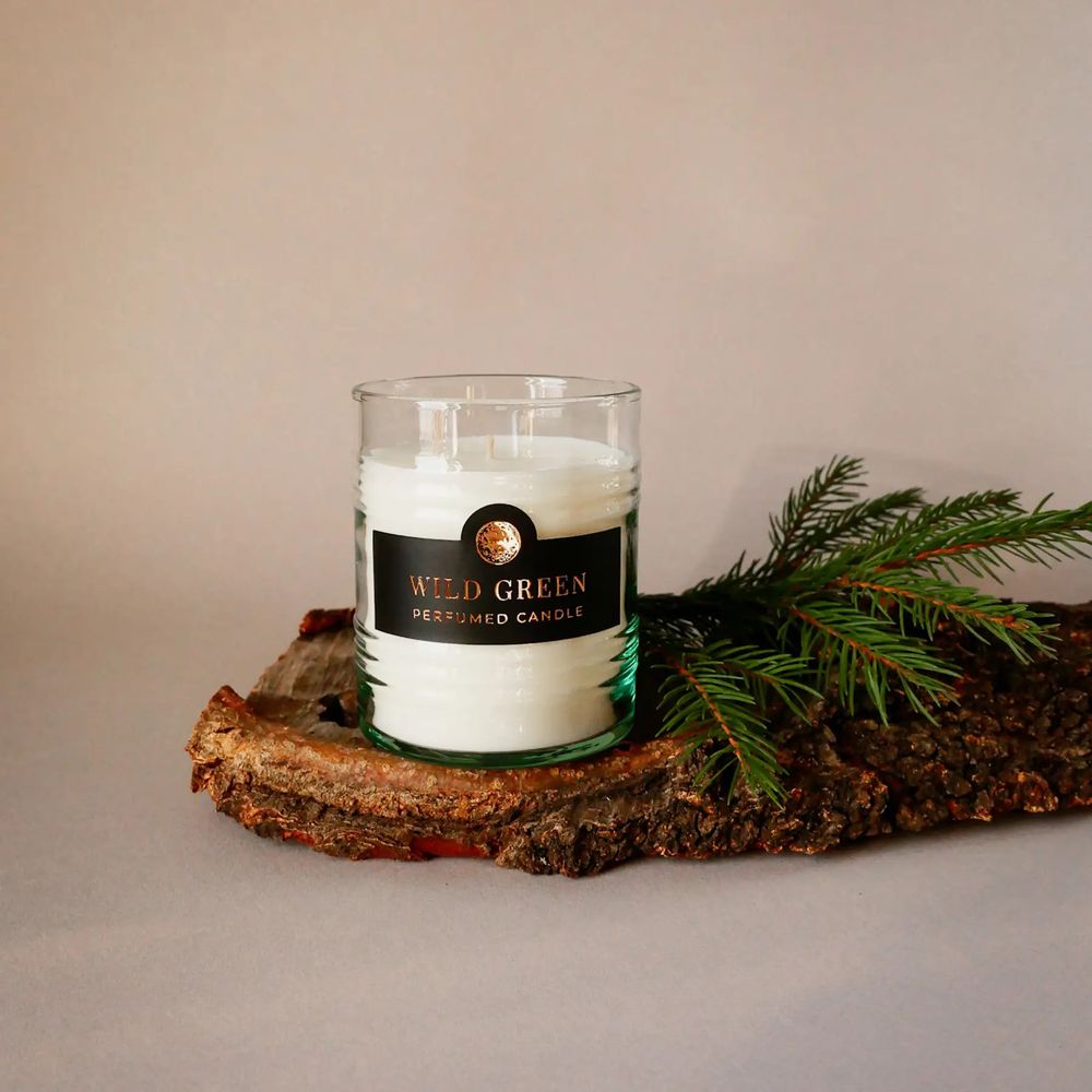 Парфумована свічка "Wild Green" у прозорій склянці Herbalcraft 14295-herbalcraft фото