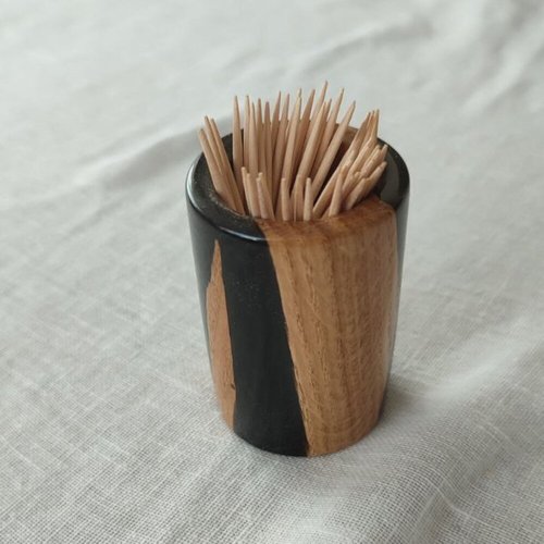 Container for toothpicks, natural wood, handmade, series NATURAL, DEEPWOOD, 4x7 cm 12881-4x7-deepwood photo