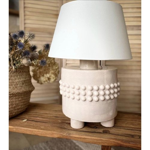 The table lamp is ceramic on a light beige base with cones in three rows 11363-yekeramika photo