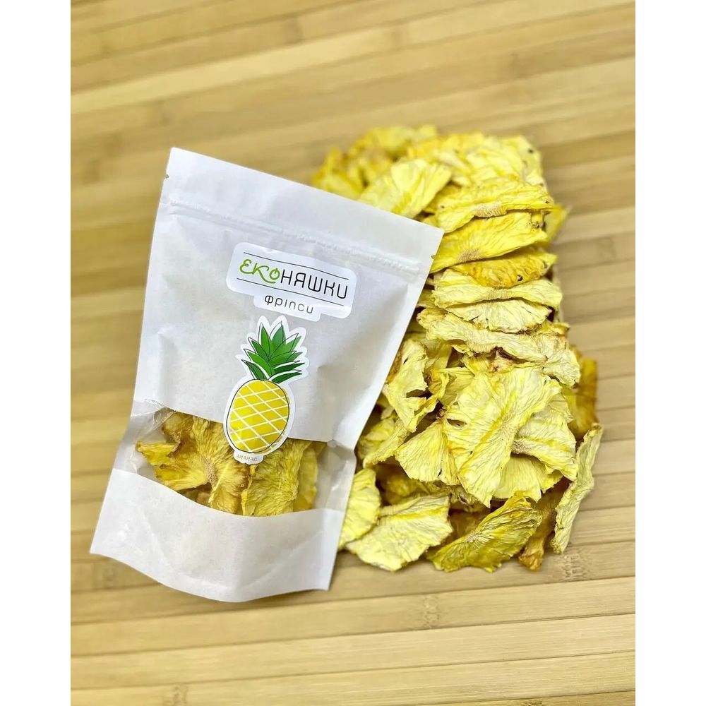 Organic Pineapple Chips «Eco Nicy» - 50 grams, Without Sugar 13669-ekoniashky photo