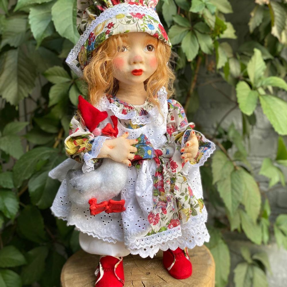 Handmade doll "Girl with a goose" 20322-bila-raisa photo