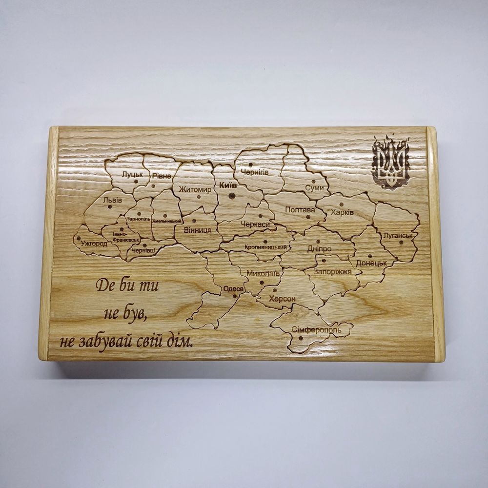 Wooden puzzle "Map of Ukraine" (without color), 17×28.5 cm 20401-bez-koloru-family-w-h photo