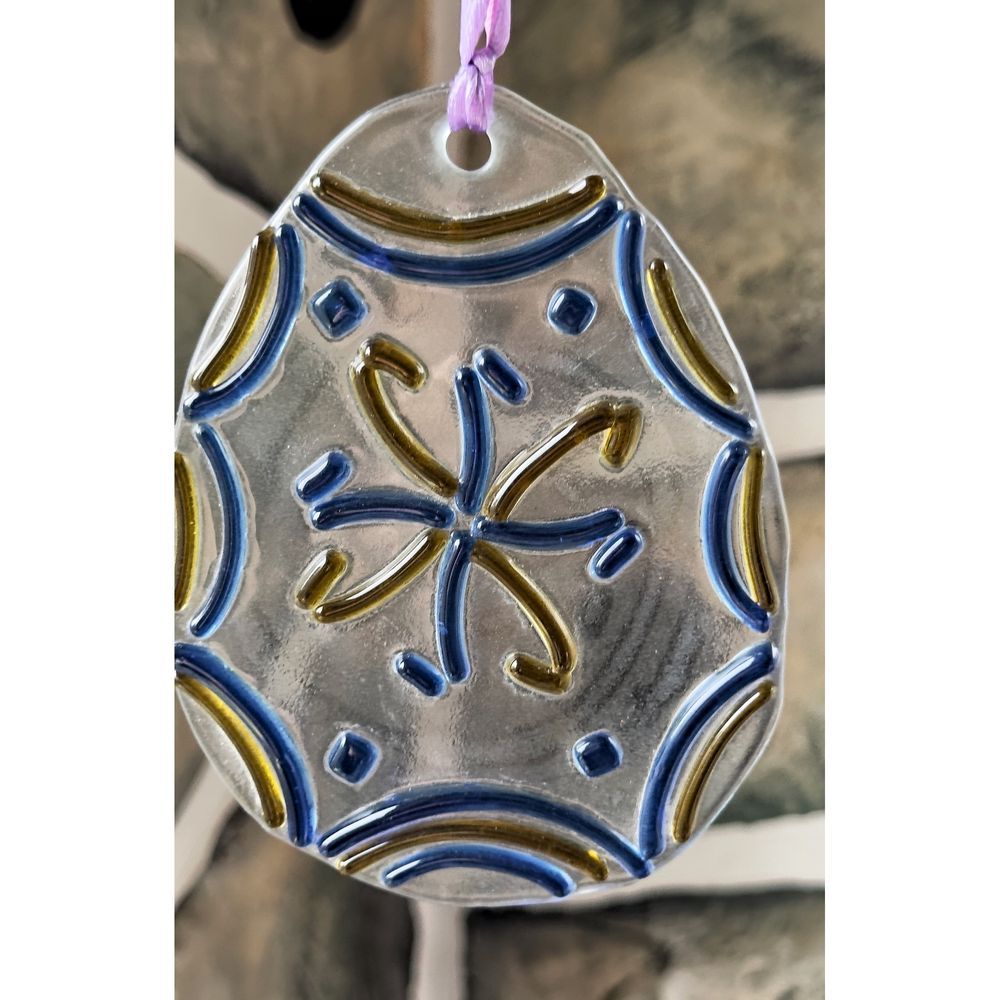 Прикраса вітраж на Великодень Писанка з пляшкового скла Lay Bottle 17282-lay-bottle фото