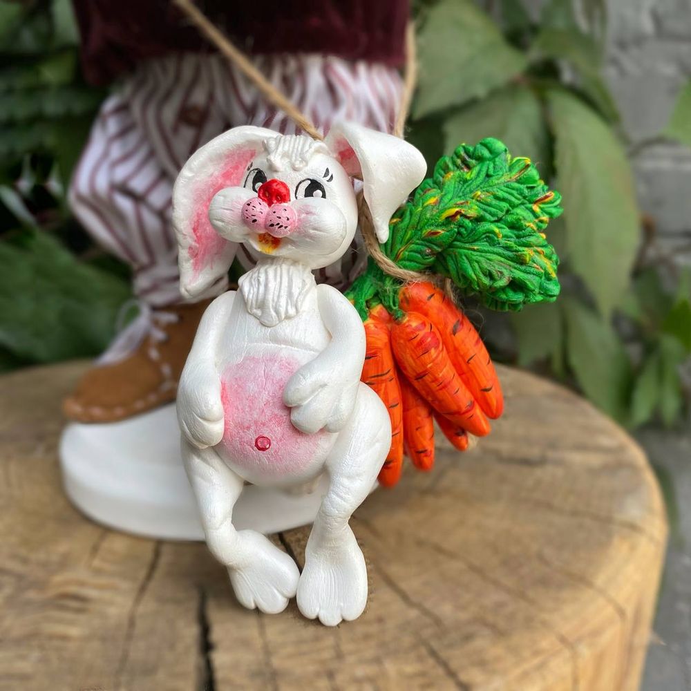 Handmade doll "Petrus with a carrot and a bunny" 20323-bila-raisa photo