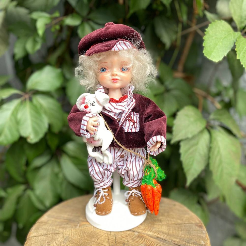 Handmade doll "Petrus with a carrot and a bunny" 20323-bila-raisa photo