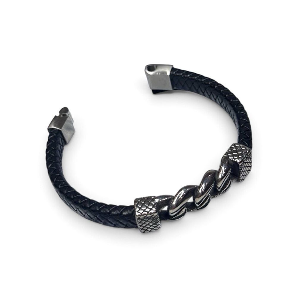 Leather bracelet weave with massive metal insert SL leather 23964-sl-leather photo