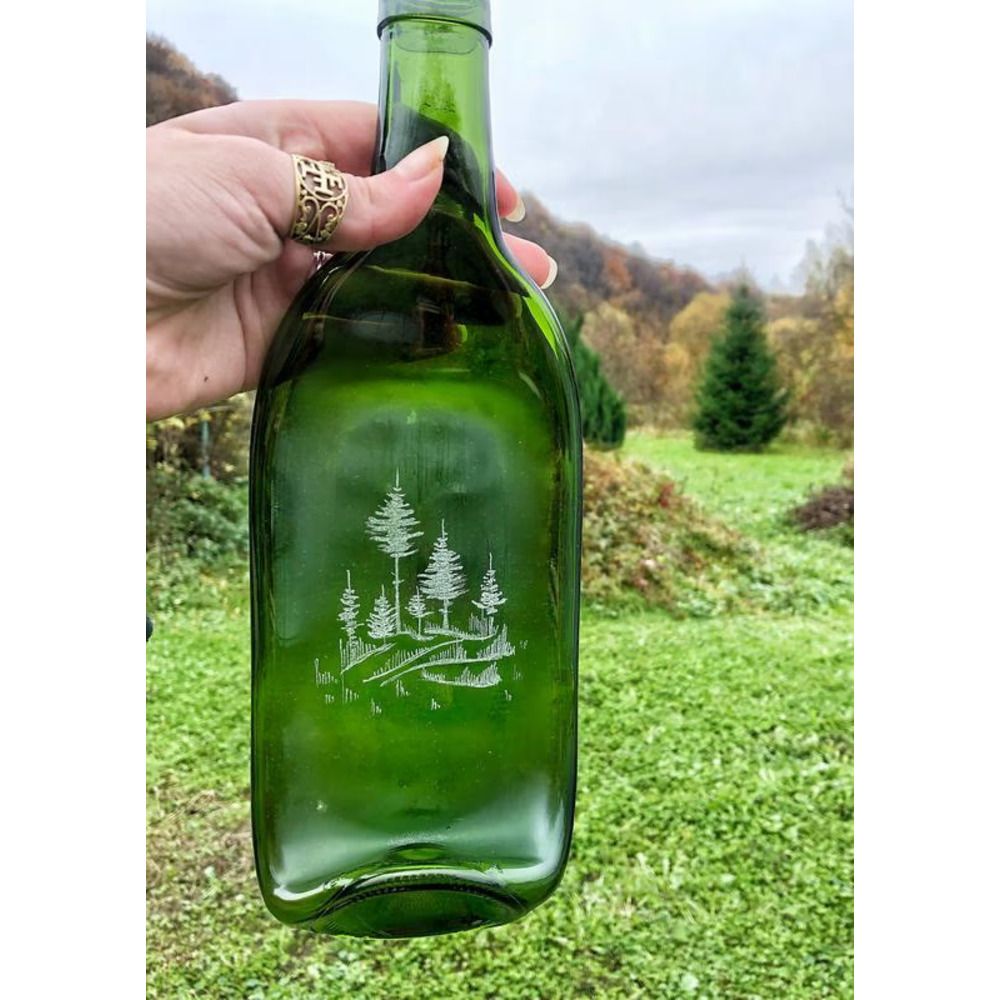 Тарілка з пляшки з гравіюванням Сосновий Ліс Карпати Lay Bottle 17284-lay-bottle фото