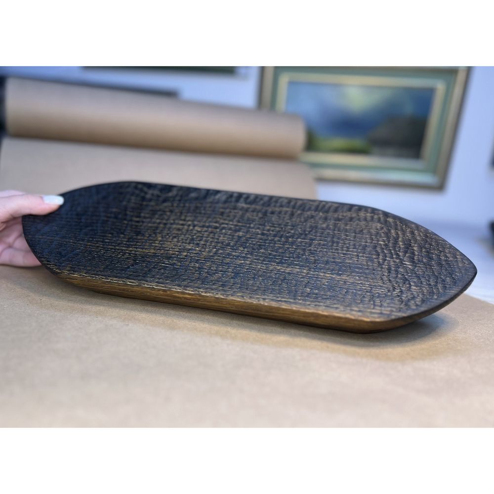 Wooden plate sharp oval, 36 cm, oak, handmade 12499-yaroslav-duben photo