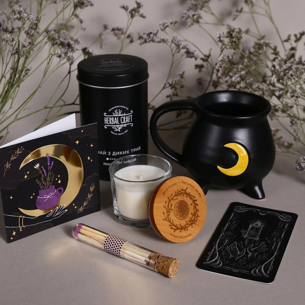 Set "Vechornytsia" (tea, ceramic mug, scented candle "Wild Green", card) Herbalcraft Herbalcraft 14272-herbalcraft photo