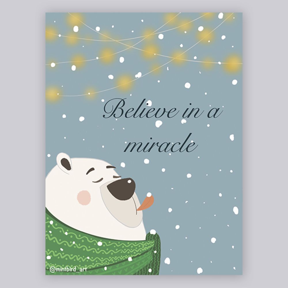 Postcard Believe in a miracle, size 10x15 cm 10990-mintbird photo