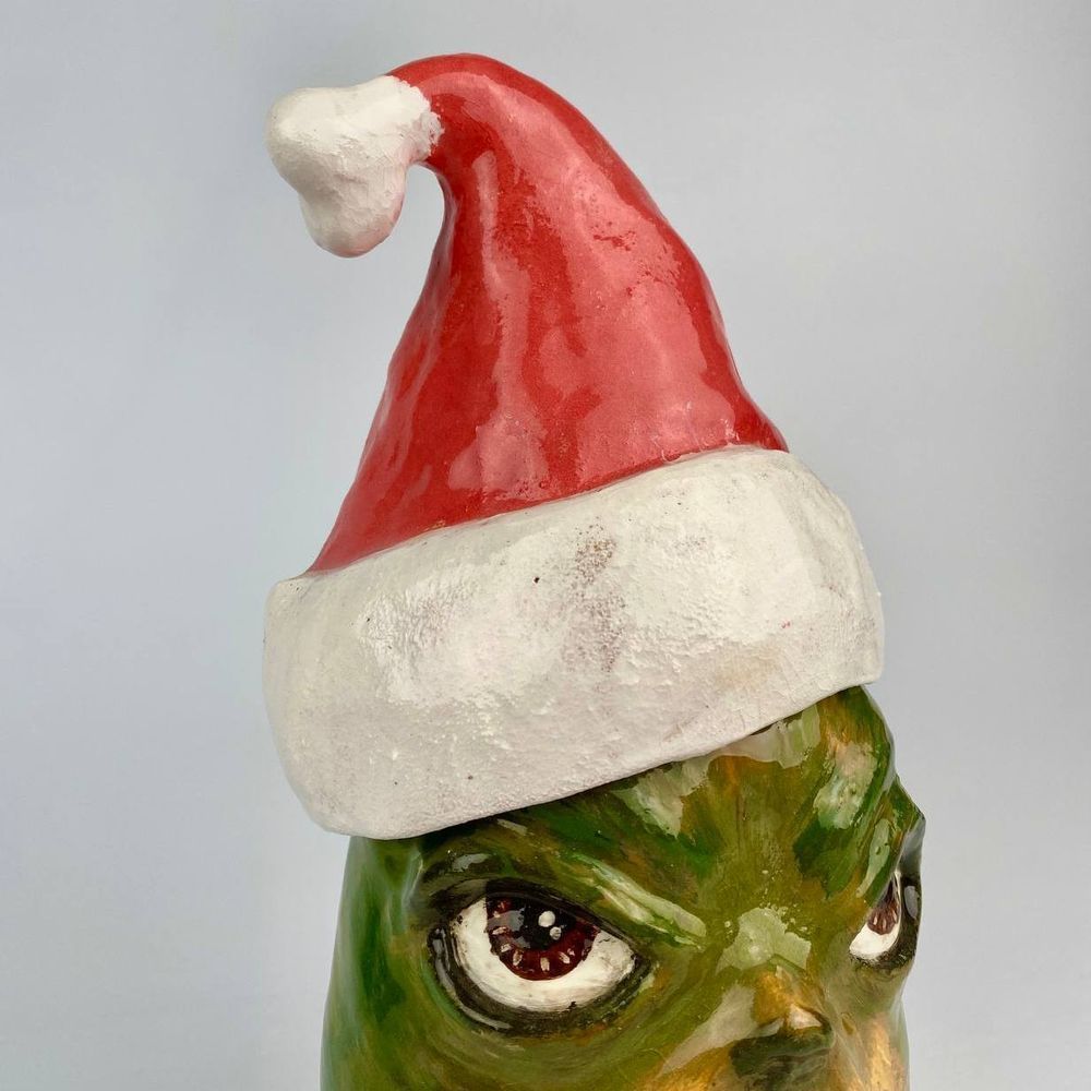 Ceramic candy bowl with lid Grinch KAPSI ceramics handmade 13277-kapsi photo