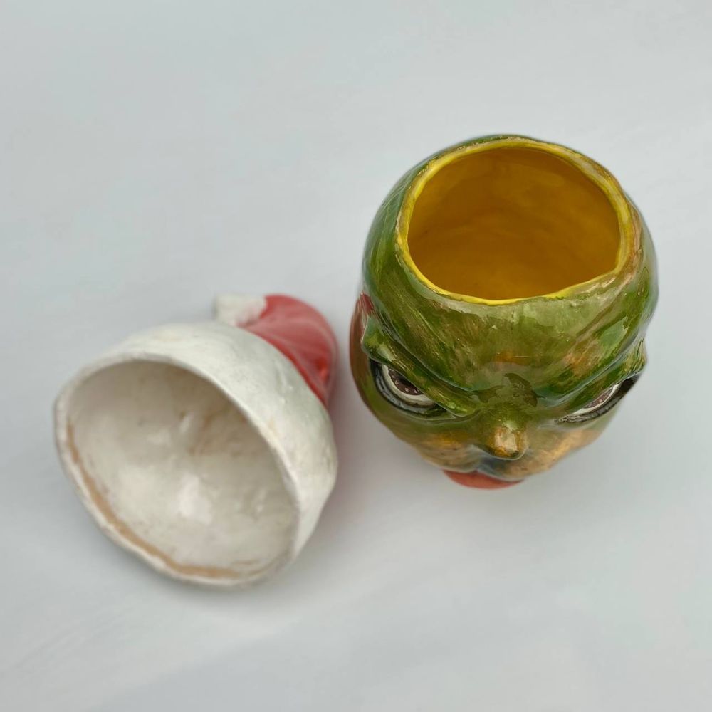 Ceramic candy bowl with lid Grinch KAPSI ceramics handmade 13277-kapsi photo