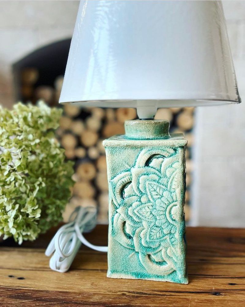 Turquoise-green lamp "Four sides" 11151-yekeramika photo