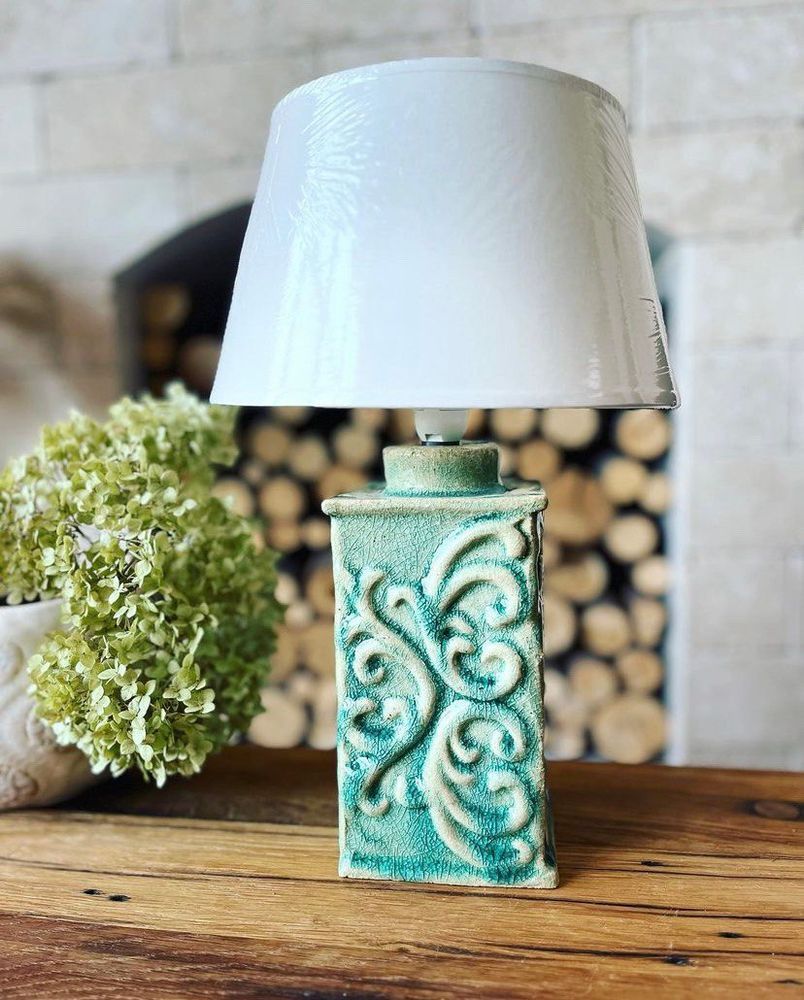Turquoise-green lamp Four sides 11151-yekeramika photo