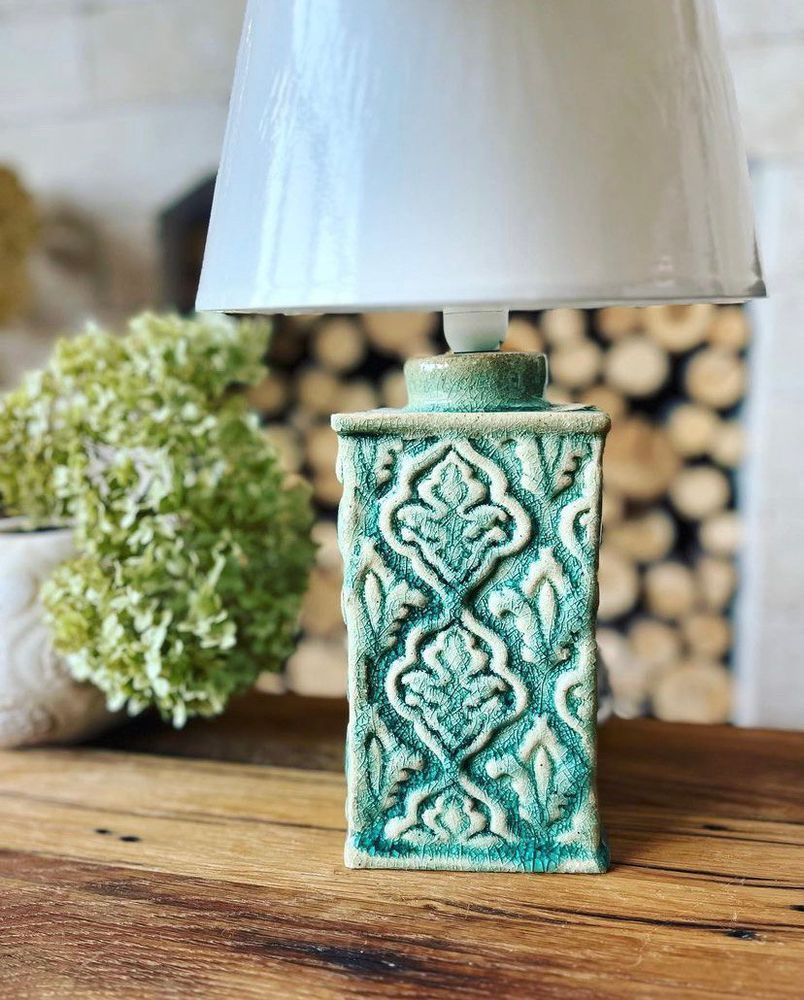 Turquoise-green lamp Four sides 11151-yekeramika photo