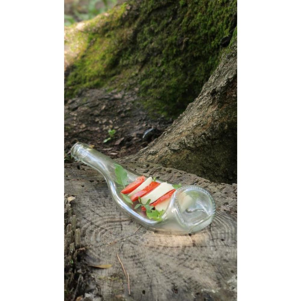Bottle-shaped plate for serving fruits, berries, desserts, sweets Champagne Clear Lay Bottle 17286-lay-bottle photo