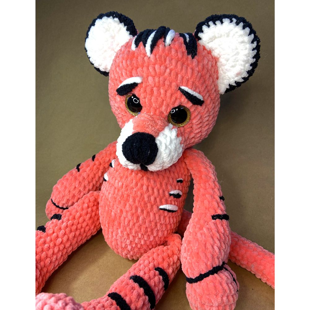 Іграшка плюшева рожевий Тигр, колір кораловий, розмір 53*23*25 см 11242-toypab фото