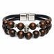Men's double bracelet skull biker and rock style SL leather 23967-sl-leather photo 3