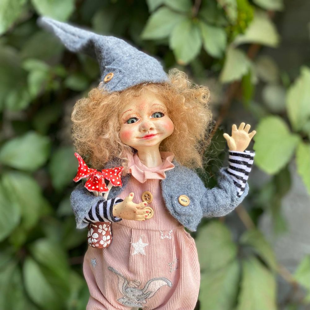 Handmade doll "Forest man with a pot of mushrooms" 20327-bila-raisa photo