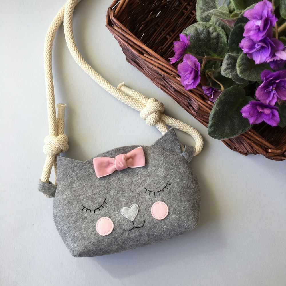 Children's handbag "Cat", color Gray melange 11357-gray-mimiami photo