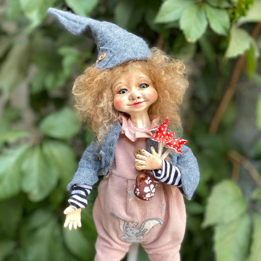 Handmade doll "Forest man with a pot of mushrooms" 20327-bila-raisa photo