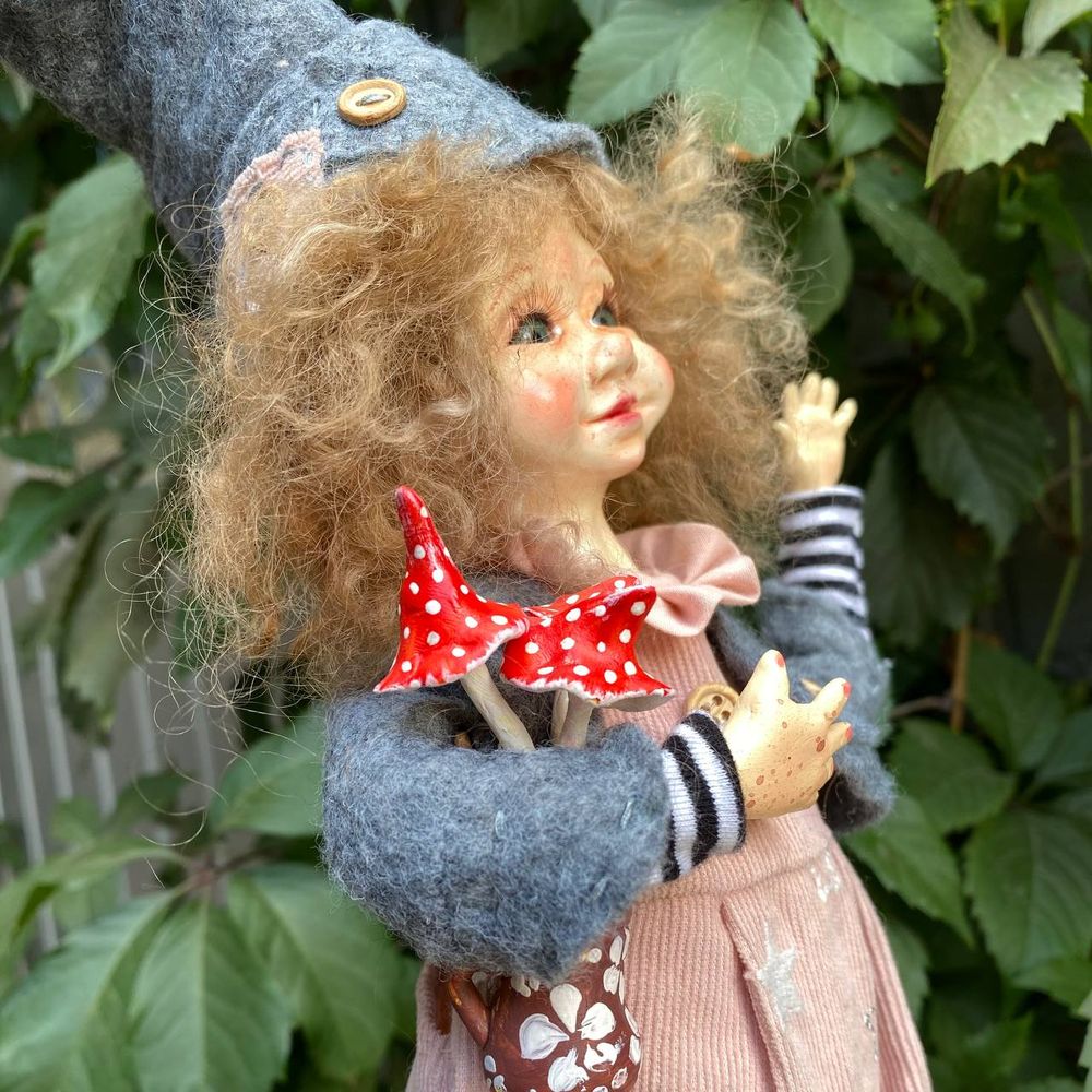 Handmade doll "Forest man with a pot of mushrooms" 20327-bila-raisa photo