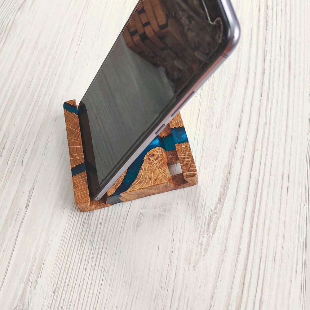 Phone stand, natural wood, handmade, NATURAL series, DEEPWOOD, 8x8 cm 12888-8x8-deepwood photo