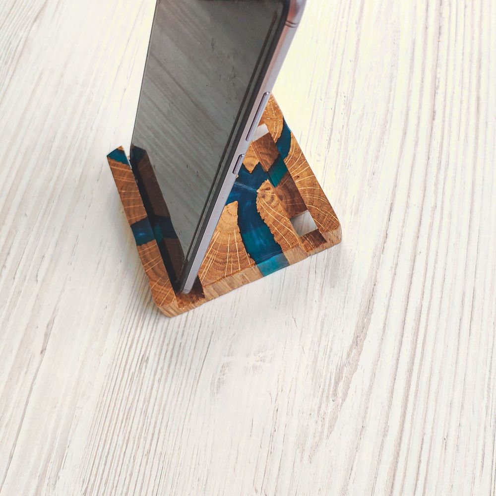 Phone stand, natural wood, handmade, NATURAL series, DEEPWOOD, 8x8 cm 12888-8x8-deepwood photo