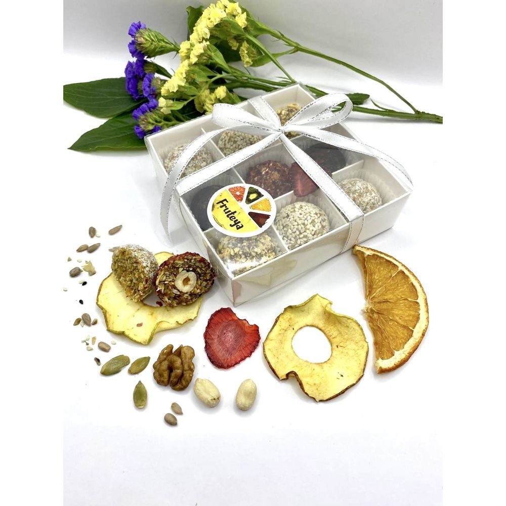 Набір цукерок ручної роботи Fruteya з сухофруктів, насіння, горіхів і меду 9 шт. 180 г 10031-9-fruteya фото