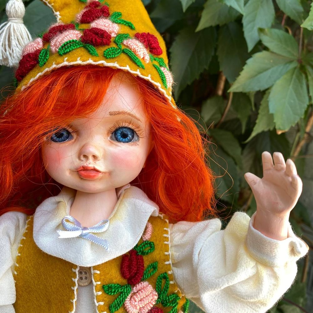 Handmade doll "Red-haired elf with a goose" 20329-bila-raisa photo