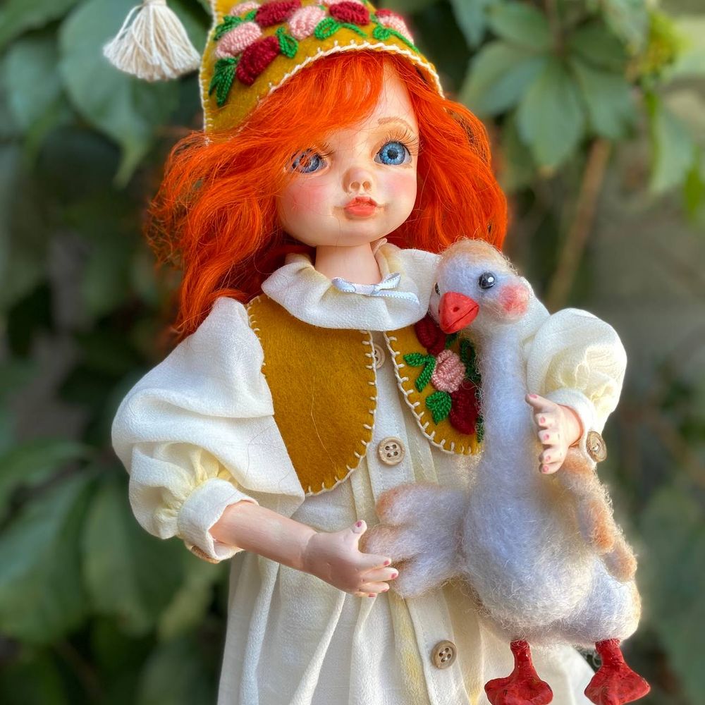 Handmade doll "Red-haired elf with a goose" 20329-bila-raisa photo