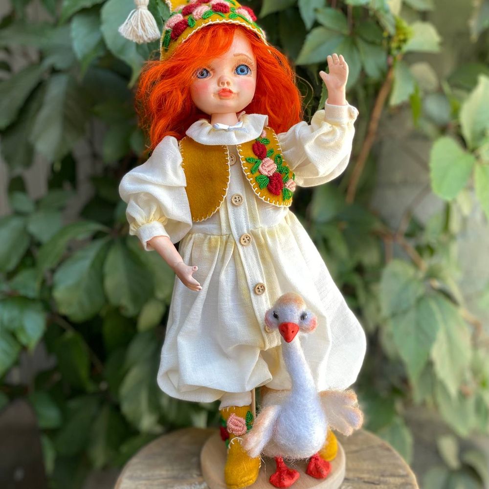 Handmade doll "Red-haired elf with a goose" 20329-bila-raisa photo