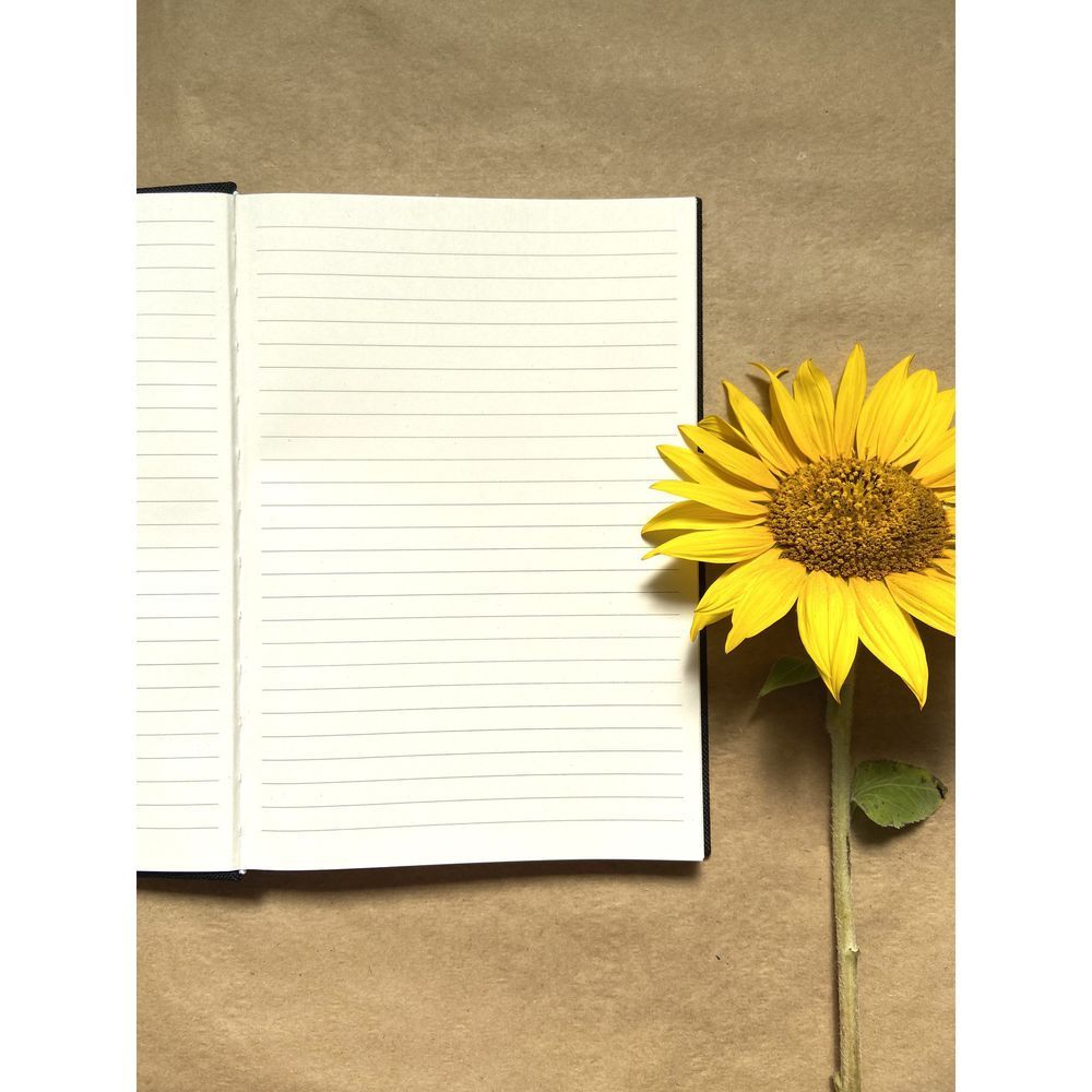Notebook with embroidery black Blue-yellow roses ruler 17x24.5 cm 80 sheets Yaryna Chorna 10142-yach photo