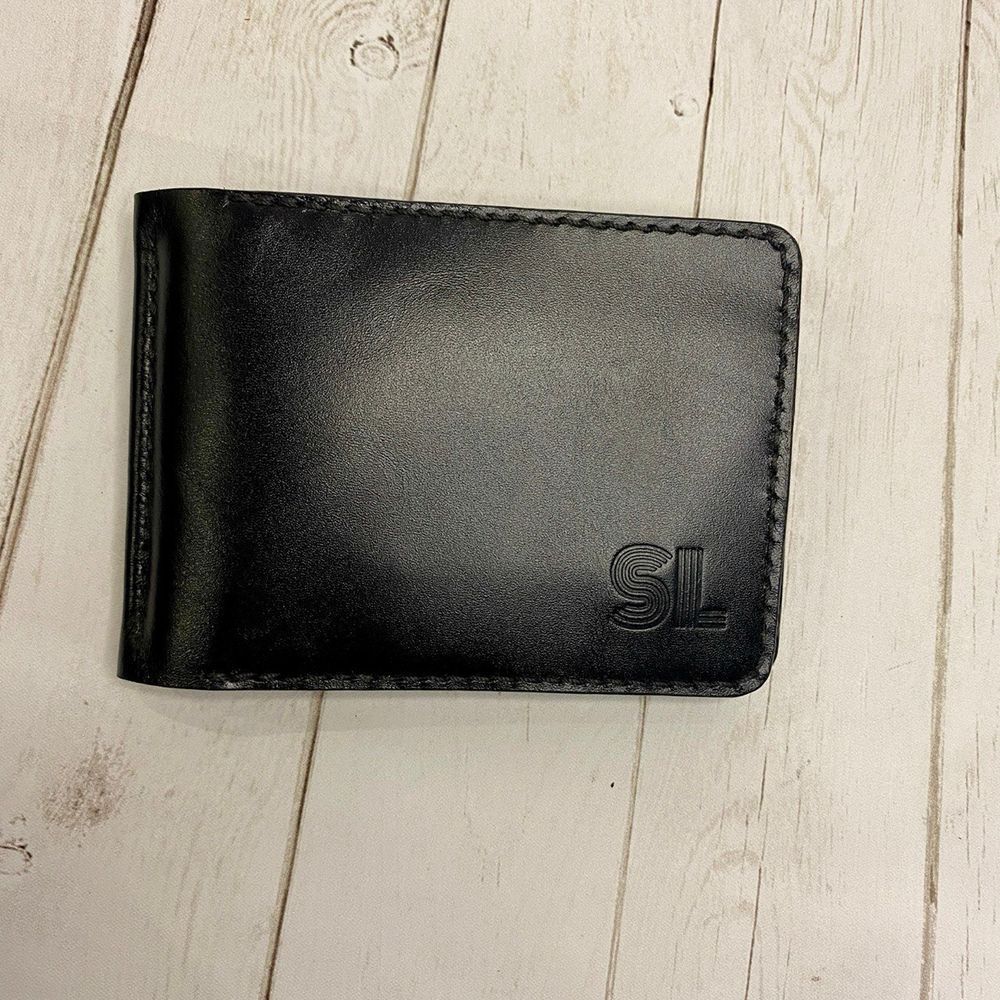 Шкіряний гаманець з затискачем для купюр чорний SL leather 23984-sl-leather фото